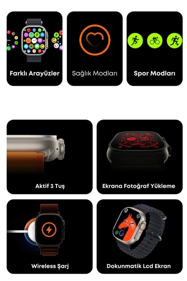 T800 Ultra Arama Özellikli Akıllı Saat Tüm Telefonlarla Uyumlu Kablosuz Kulaklık Ikili Set