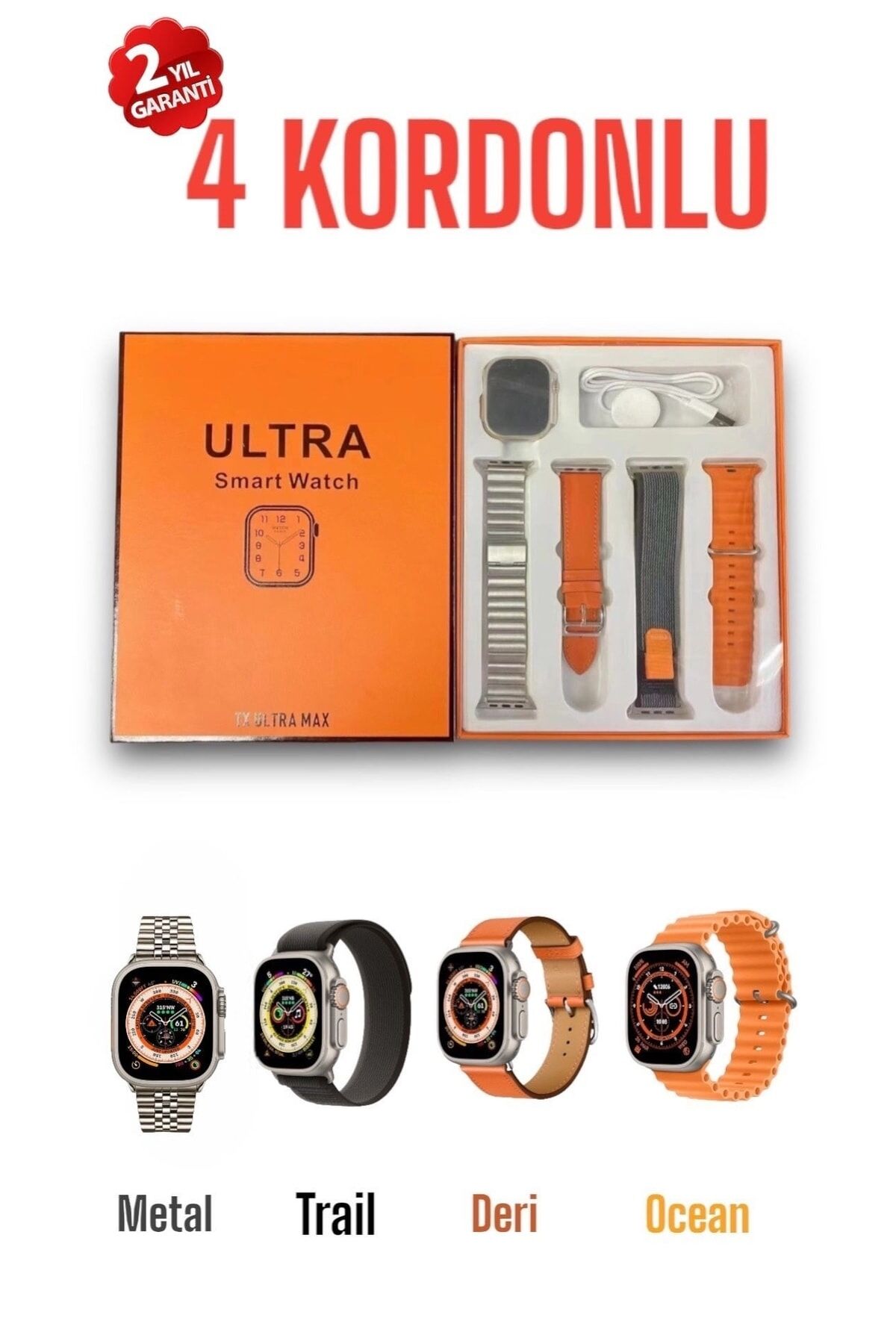 Smart Watch 8 Tx Ultra Max Akıllı Saat 4 Kordon Nfc Hesap Makine Arama Özellikli Ios Android Uyumlu