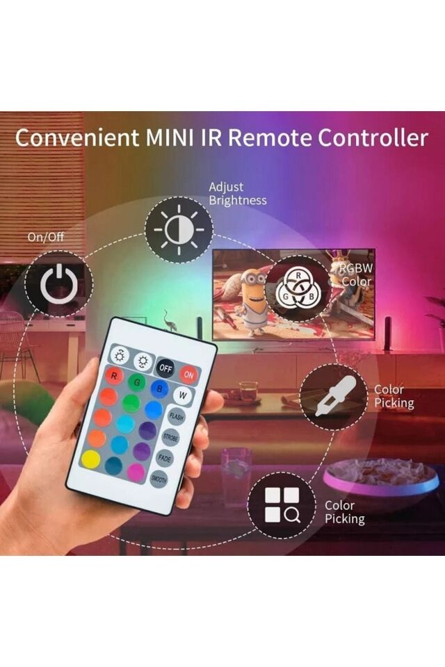 Bluetooth Özellikli Rgb Şerit Led - 10 Metre 5050 Smd Iç Mekan 3 Çip Sese Ve Müziğe Duyarlı