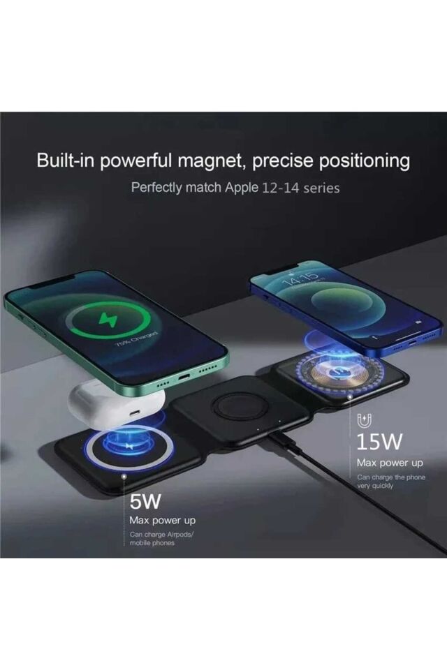3in1 Iphone Samsung Huawei Telefon Kulaklık Akıllı Saat Kablosuz Hızlı Şarj Padi Wireless Dock