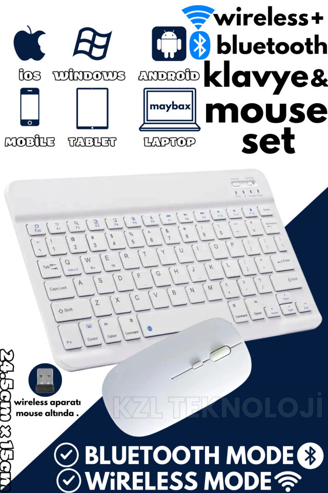 Kingboss K-03 Mini Kablosuz Wireless Klavye Mouse Seti 2.4 Ghz Siyah