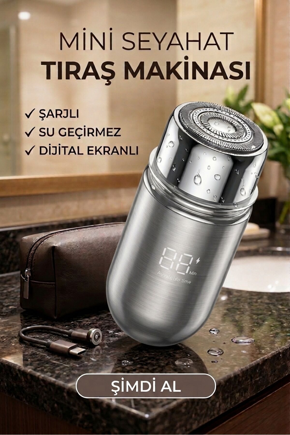 Şarjlı Taşınabilir Unisex Mini Sakal ve Yanak Tıraş Makinesi