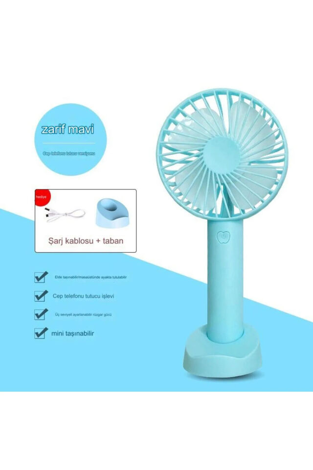 3 Kademeli Cep Boyu Sessiz Taşınabilir Mini Fan Usb Şarjlı Pervaneli Soğutucu Küçük El Vantilatörü