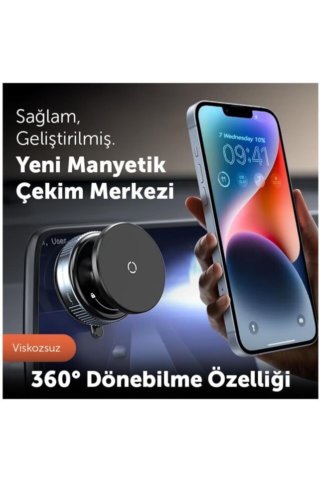360° Dönebilen Vakumlu Magnetik Telefon Tutucu Ayna cam araba