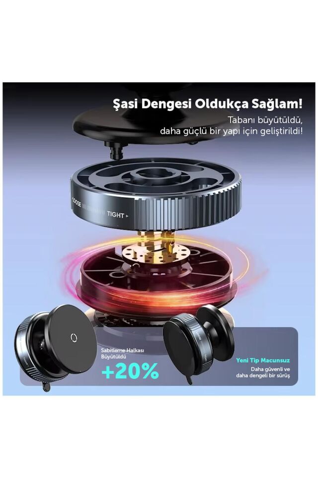 360° Dönebilen Vakumlu Magnetik Telefon Tutucu Ayna cam araba