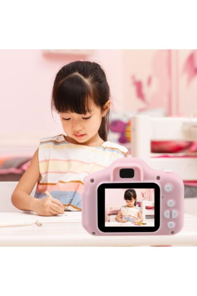 Mini Çocuk Kamerası 1080p Hd Video Çekim Kalitesi Cmr9 Dijital Fotoğraf Makinesi Pembe