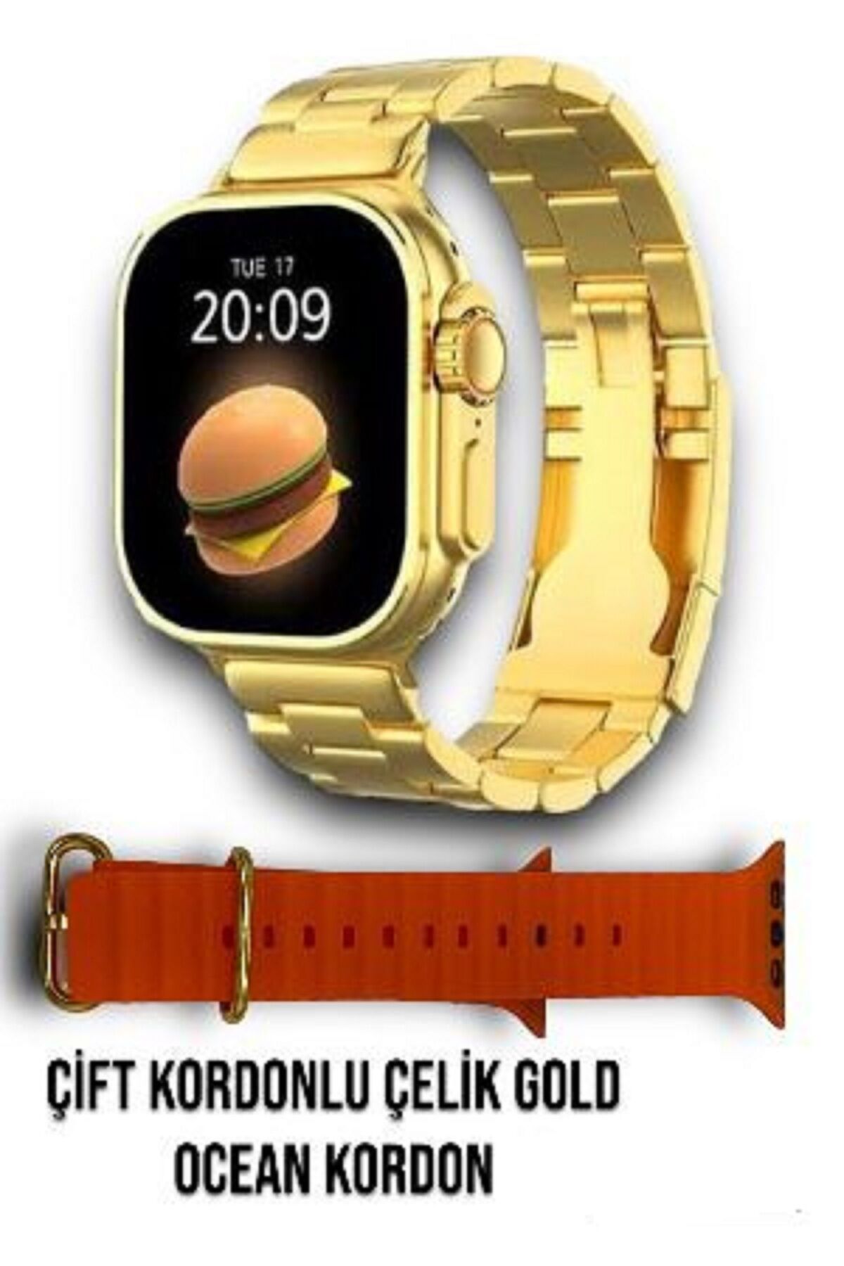 Smart Watch 8 S9 Ultra Max 24k Akıllı Saat Gold 49 Mm Hd Ekran Ios Ve Android Uyumlu Kordon Kilitli