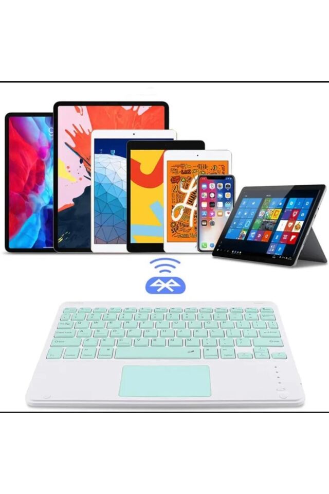 Tüm Cihazlara Uyumlu Touchpad Akıllı Dokunmatik Ekranlı Kablosuz Bluetooth Klavye (ios-android-win)