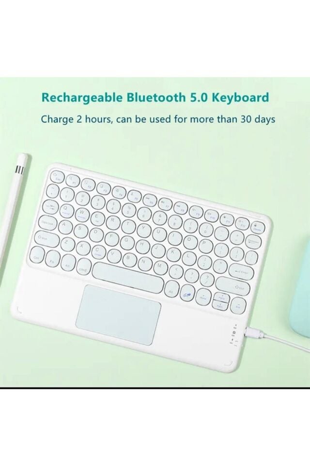 Tüm Cihazlara Uyumlu Touchpad Akıllı Dokunmatik Ekranlı Kablosuz Bluetooth Klavye (ios-android-win)