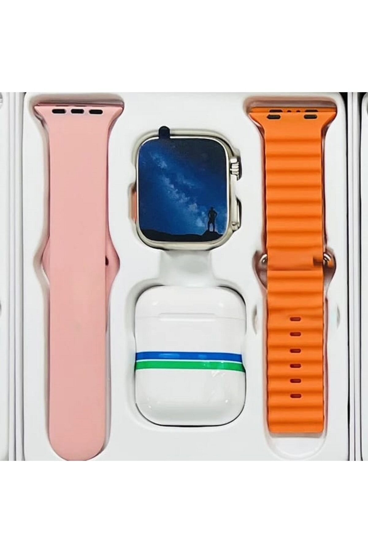 Smart Watch8 T88 Ultra Akıllı Saat Airpods Kulaklık Arama Özeliği Çift Kordon Tüm Telefonlara Uyumlu