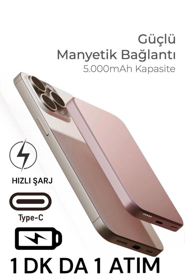 Magsafe Powerbank 5000 Mah 20w Hızlı Taşınabilir Batarya Iphone 12 13 14 15 16 Pro Max Mini