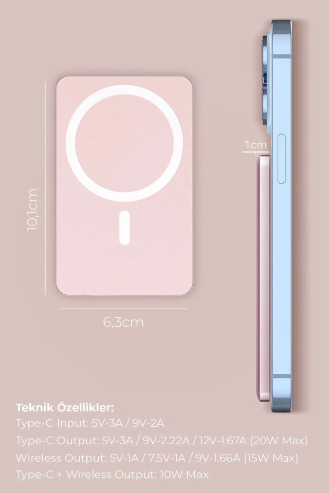 Magsafe Powerbank 5000 Mah 20w Hızlı Taşınabilir Batarya Iphone 12 13 14 15 16 Pro Max Mini