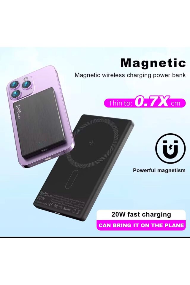 Magsafe Powerbank 5000 Mah 20w Hızlı Taşınabilir Batarya Iphone 12 13 14 15 16 Pro Max Mini