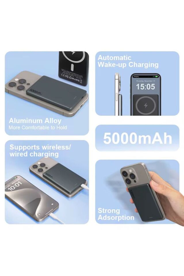 Magsafe Powerbank 5000 Mah 20w Hızlı Taşınabilir Batarya Iphone 12 13 14 15 16 Pro Max Mini