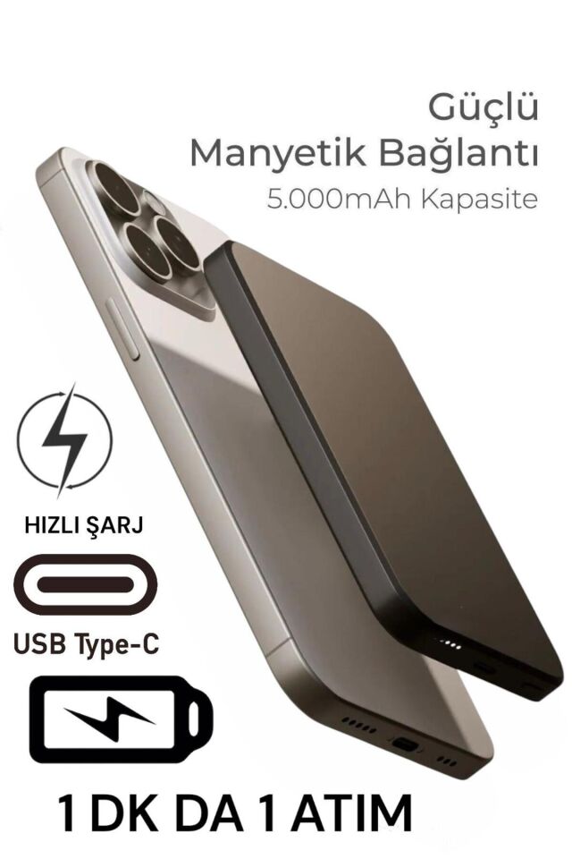 Magsafe Powerbank 5000 Mah 20w Hızlı Taşınabilir Batarya Iphone 12 13 14 15 16 Pro Max Mini