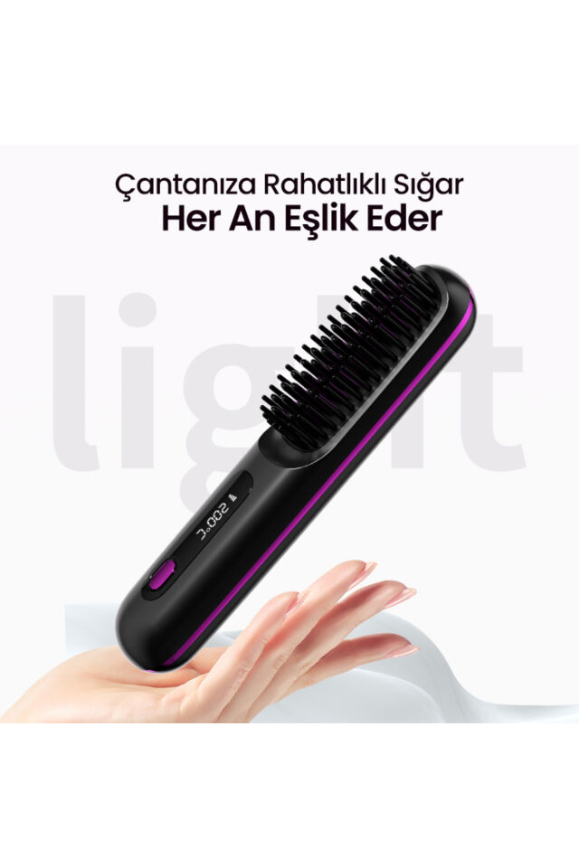 Şarjlı ve Taşınabilir Iyonik Saç Şekillendirici ve Düzleştirici Fön Tarağı