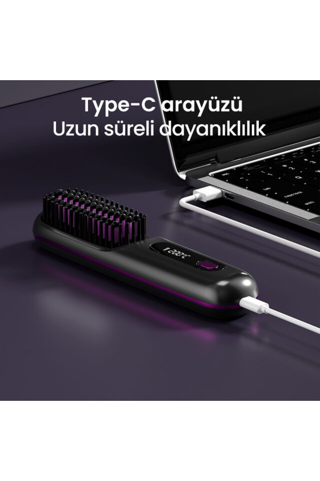 Şarjlı ve Taşınabilir Iyonik Saç Şekillendirici ve Düzleştirici Fön Tarağı