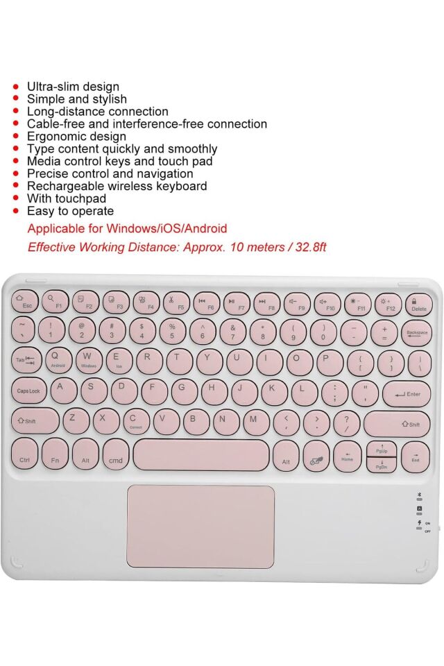 Tüm Cihazlara Uyumlu Akıllı Taşınabilir Şarj Edilebilir Kablosuz Bluetooth Klavye Touchpad li