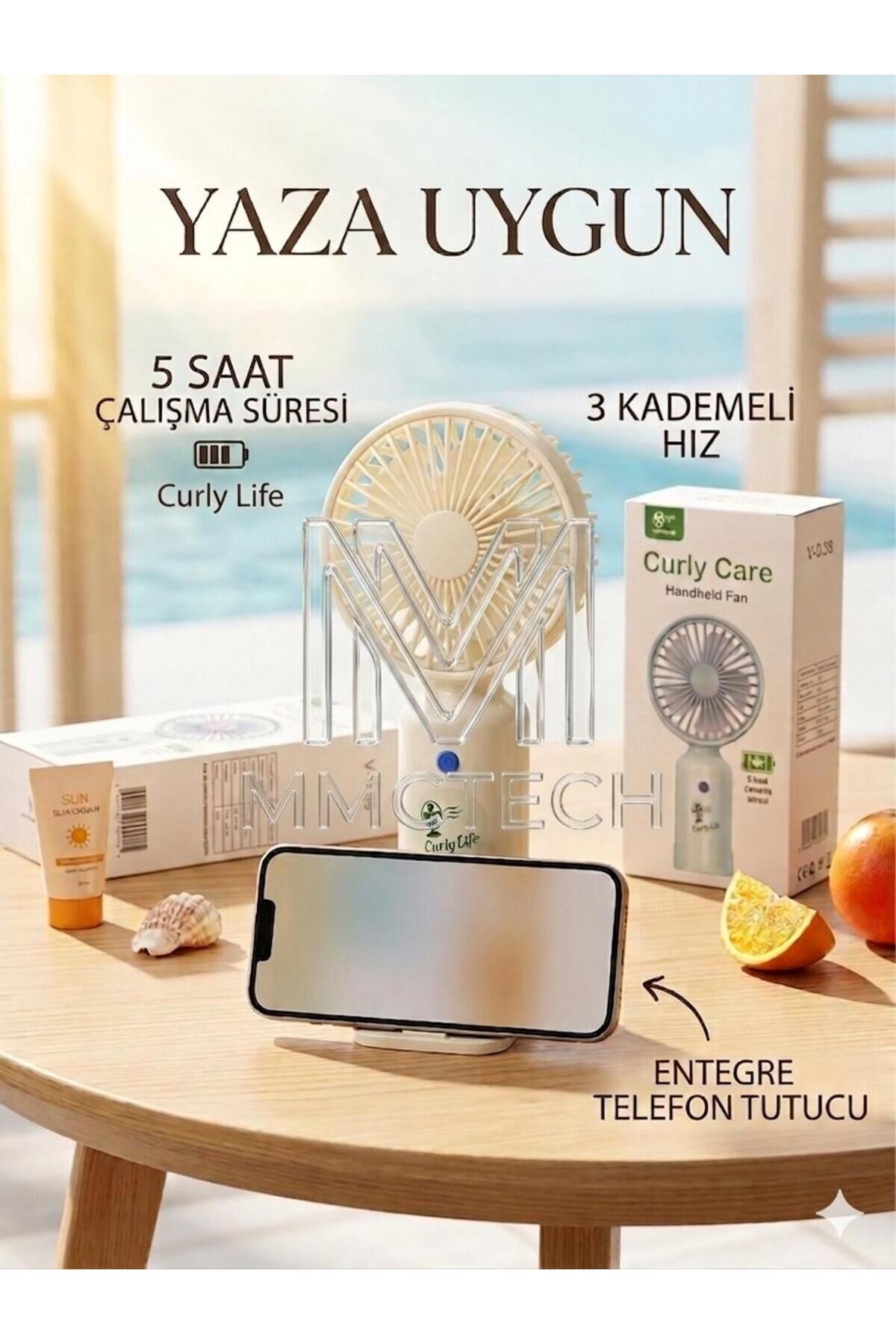 Mini Şarjlı Soğutucu El Fanı 5 Saat Kullanma Süresi 3 Kademeli Telefon tutucu El Fanı