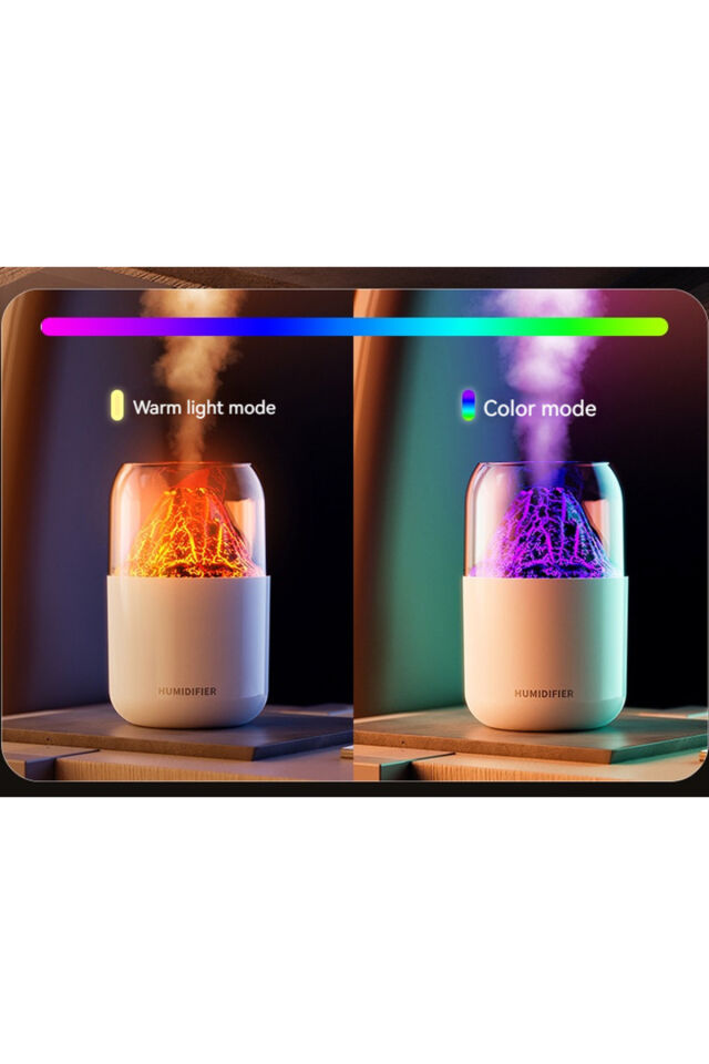 300 ml Oda ve Araç Hava Nemlendirici Buhar Makinesi Volkanik Alev  RGB
