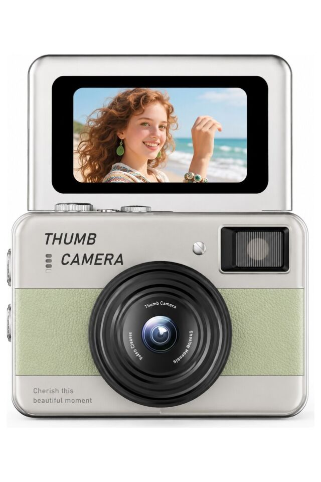 48MP 4K Mini Dijital Fotoğraf Makinesi 2.4'' Döner Selfie Ekranı Otomatik Odaklama LED Flaş Şarj Edilebilir