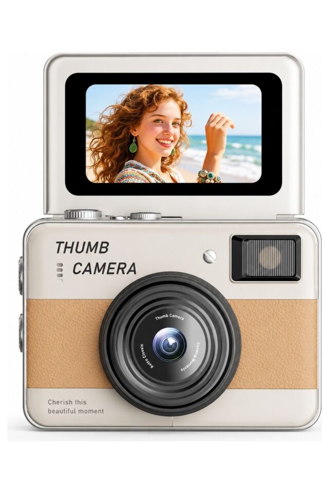 48MP 4K Mini Dijital Fotoğraf Makinesi 2.4'' Döner Selfie Ekranı Otomatik Odaklama LED Flaş Şarj Edilebilir