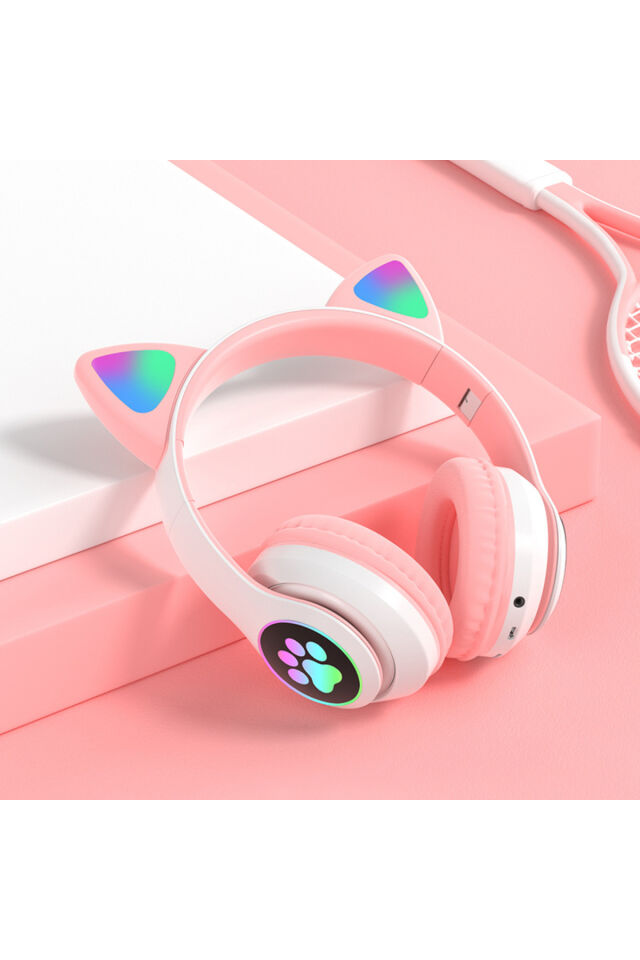 Kulak Üstü Bluetooh Kulaklık Rgb Işıklı Katlanabilir Aux Kablolu Stero Oyun Ve Müzik Kulaklığı