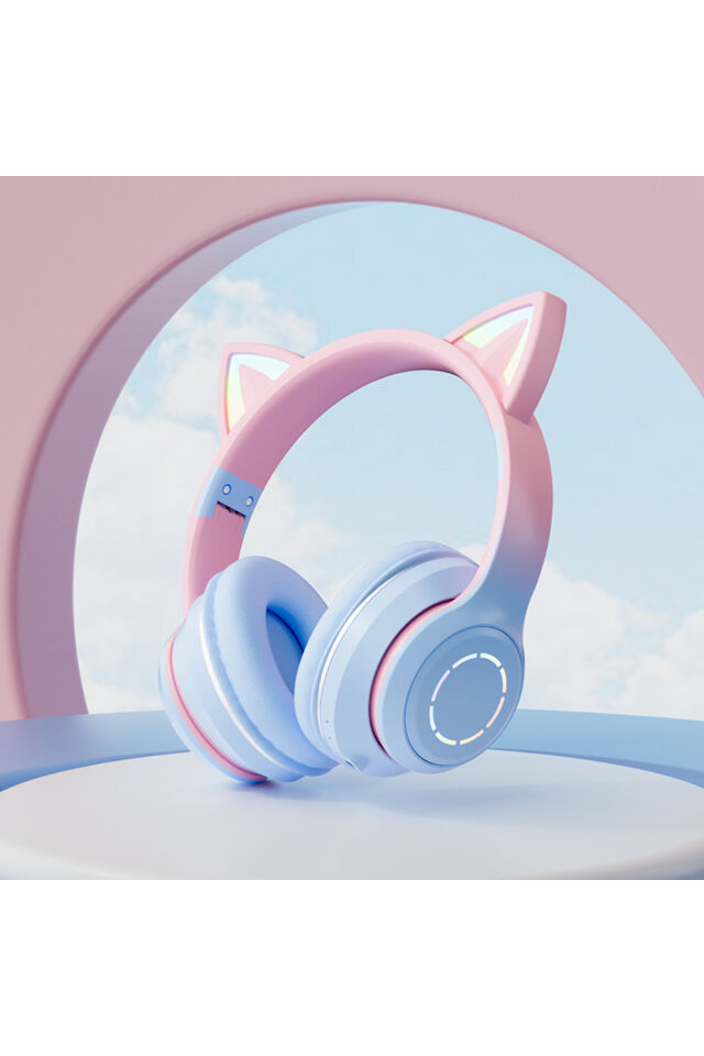 Kulak Üstü Bluetooh Kulaklık Rgb Işıklı Katlanabilir Aux Kablolu Stero Oyun Ve Müzik Kulaklığı