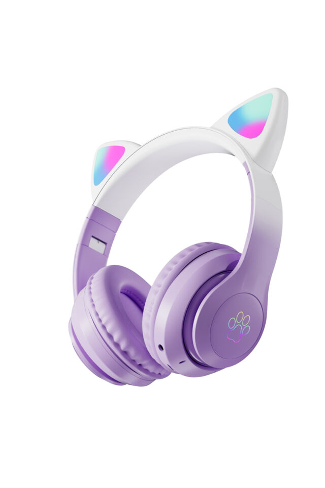 Kulak Üstü Bluetooh Kulaklık Rgb Işıklı Katlanabilir Aux Kablolu Stero Oyun Ve Müzik Kulaklığı