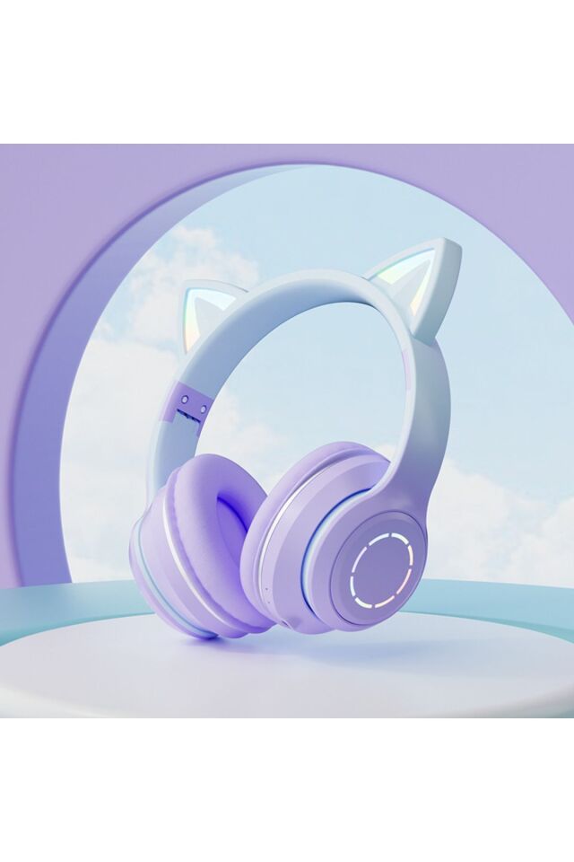 Kulak Üstü Bluetooh Kulaklık Rgb Işıklı Katlanabilir Aux Kablolu Stero Oyun Ve Müzik Kulaklığı