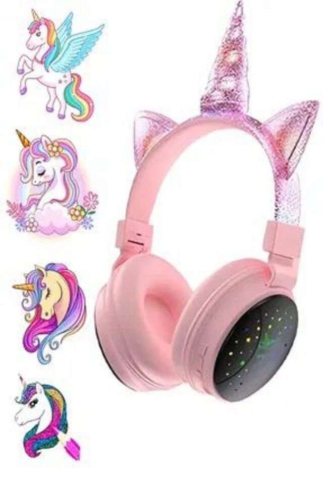 Bk-681 Peluş unicorn Kablosuz 5.0 Uyumlu Mikrofonlu Sd Kart Girişli Kulak Üstü Bluetooth Kulaklık