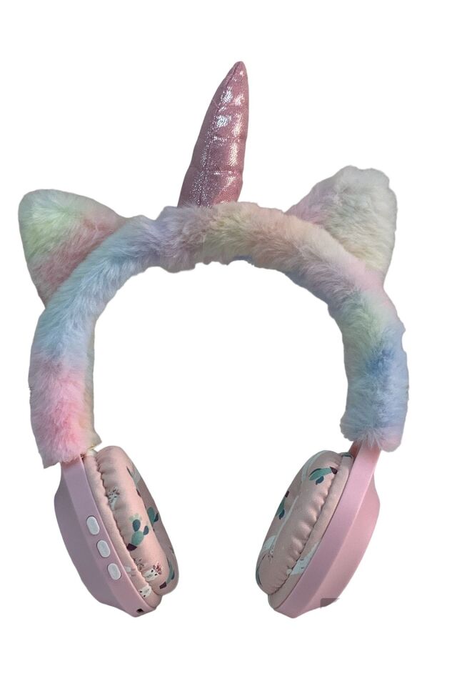 Bk-681 Peluş unicorn Kablosuz 5.0 Uyumlu Mikrofonlu Sd Kart Girişli Kulak Üstü Bluetooth Kulaklık