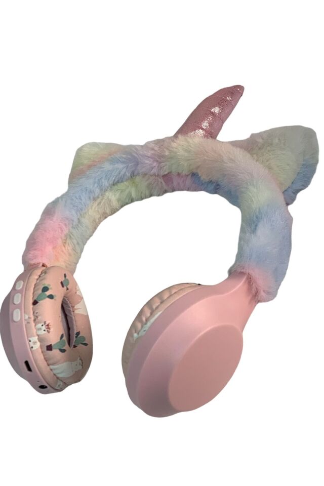 Bk-681 Peluş unicorn Kablosuz 5.0 Uyumlu Mikrofonlu Sd Kart Girişli Kulak Üstü Bluetooth Kulaklık