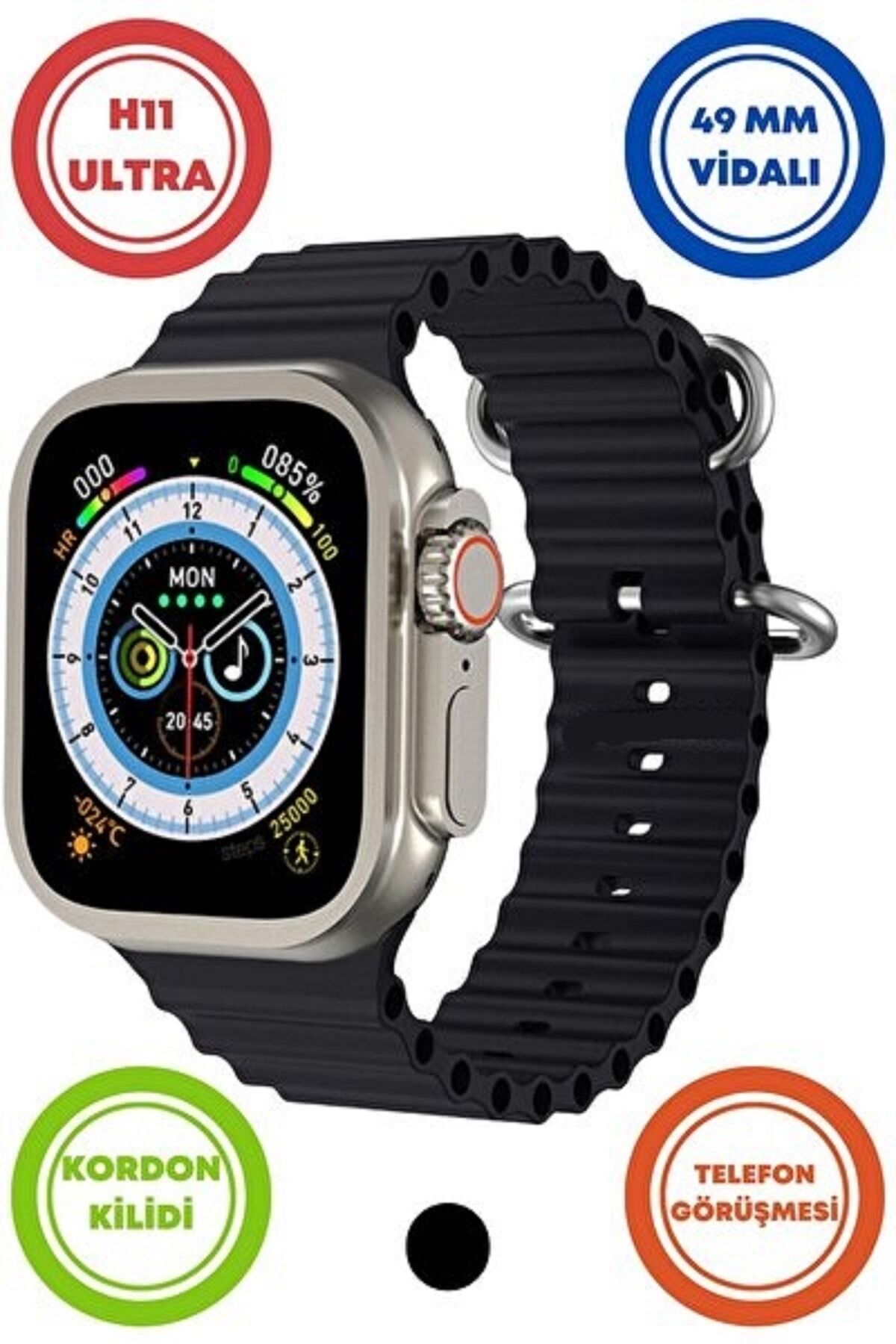 Watch8 Ultra H11 Ultra Akıllı Saat Vidali Çift Kordon Kilitli Hesap Makineli Bluetooth Gps Nfc Siri