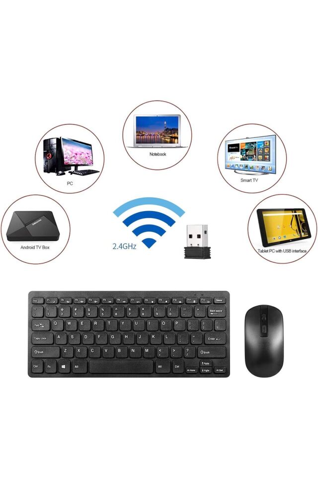Mini Kablosuz Wireless Klavye Mouse Seti 2.4 Ghz