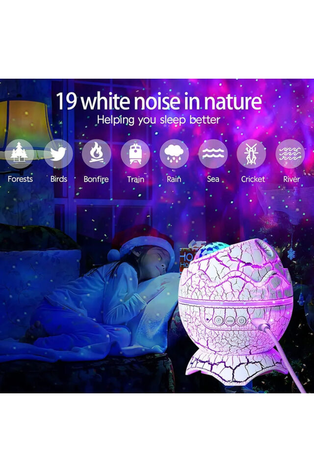 Dinazor Yumurtası Şekilli Kumandalı Galaxy yıldızlı Gökyüzü Kablosuz Bluetooth Speaker Gece Lambası