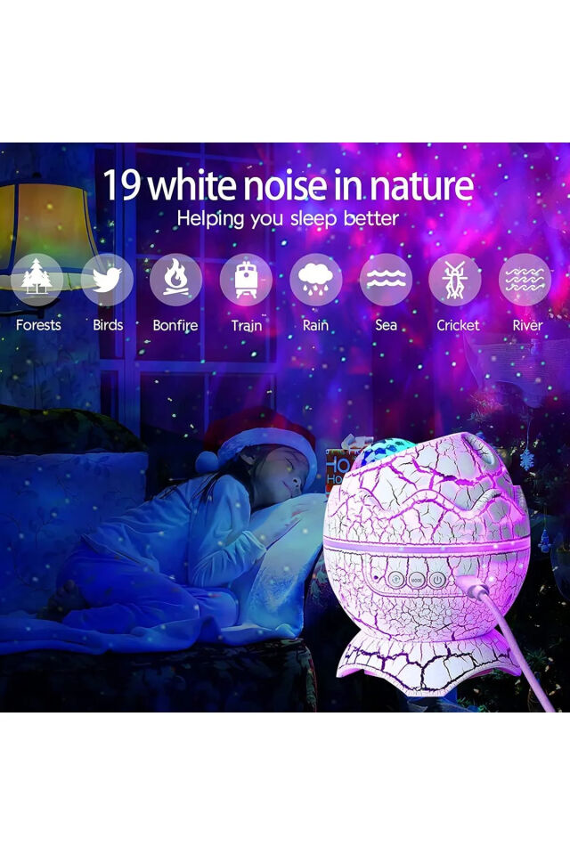 Dinazor Yumurtası Şekilli Kumandalı Galaxy yıldızlı Gökyüzü Kablosuz Bluetooth Speaker Gece Lambası