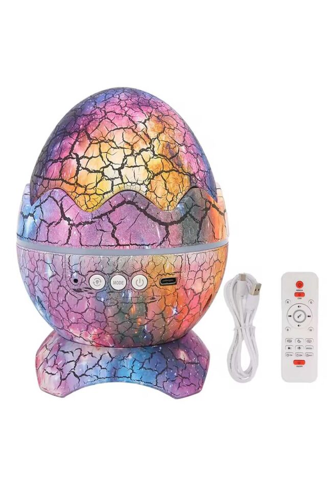 Dinazor Yumurtası Şekilli Kumandalı Galaxy yıldızlı Gökyüzü Kablosuz Bluetooth Speaker Gece Lambası