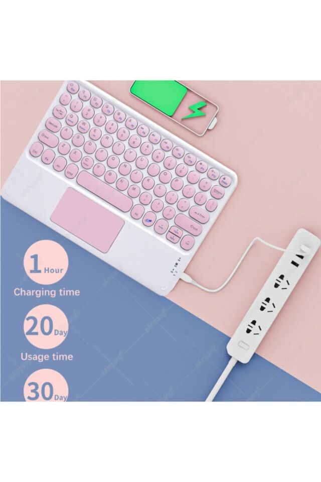 Tüm Cihazlara Uyumlu Akıllı Taşınabilir Şarj Edilebilir Kablosuz Bluetooth Klavye Mause Pad
