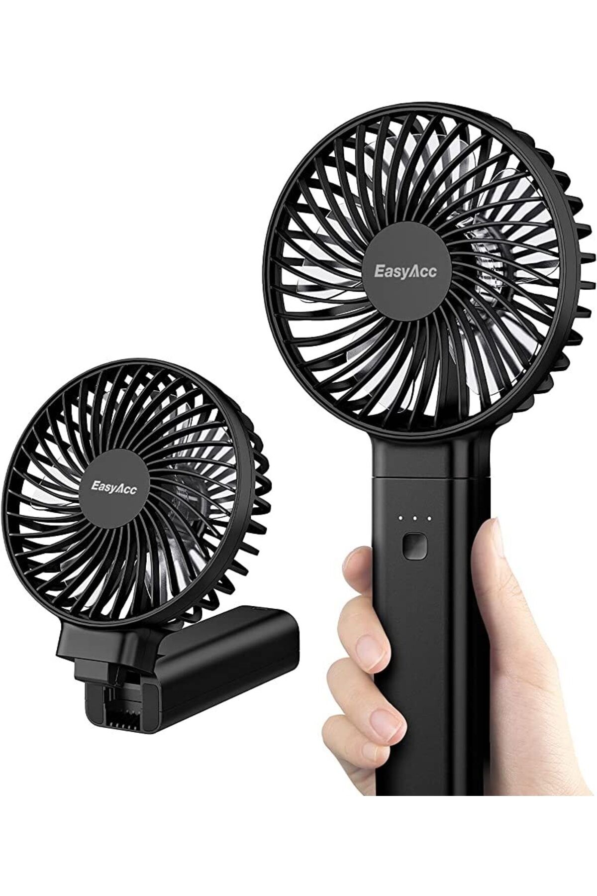 Şarjlı Siyah Mini Fan El Fenerli Masa Üstü Vantilatörü Usb Soğutucu Sessiz El Fanı