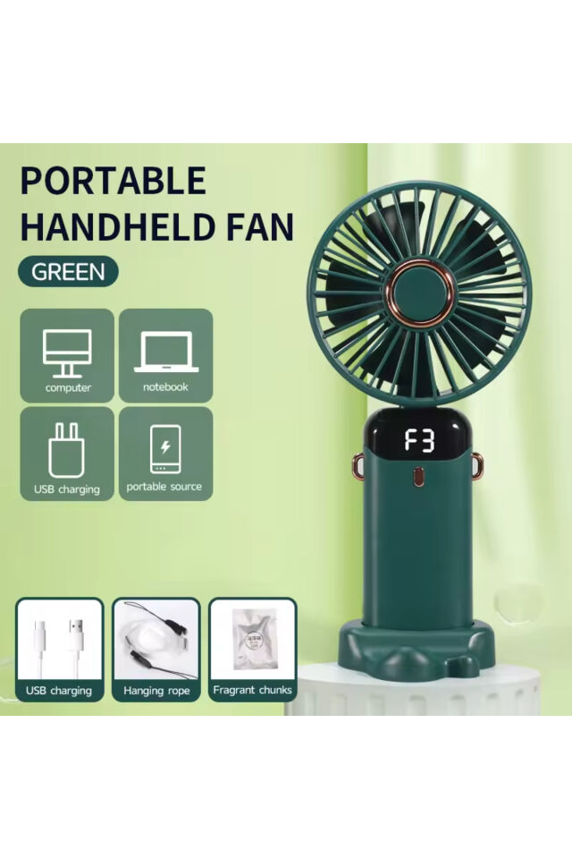 Taşınabilir Dijitalli Mini Fan Şarjlı, Sessiz ve Güçlü Serinletici Fan