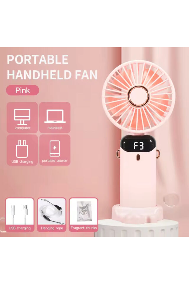 Taşınabilir Dijitalli Mini Fan Şarjlı, Sessiz ve Güçlü Serinletici Fan