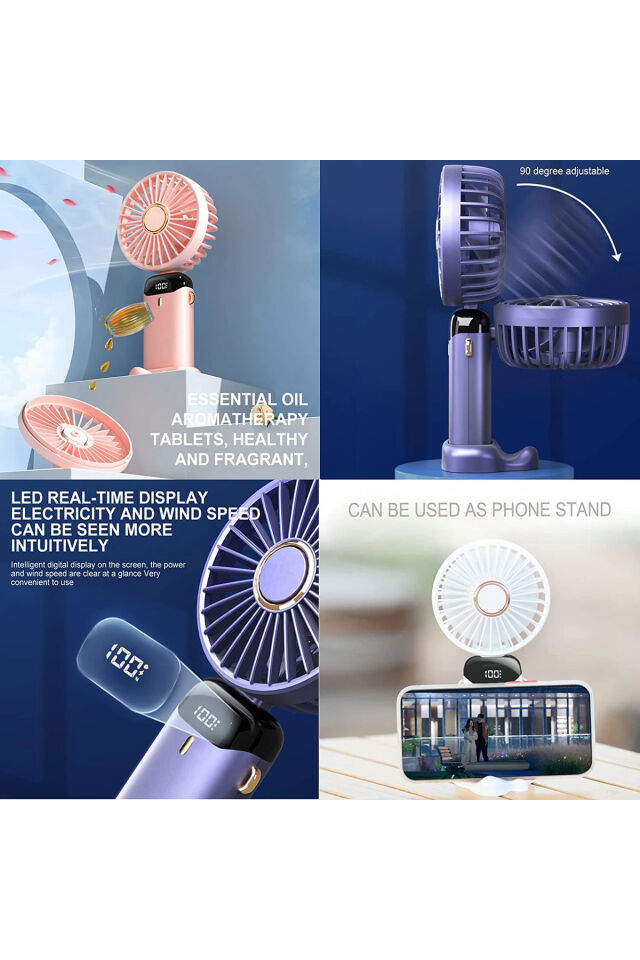 Taşınabilir Dijitalli Mini Fan Şarjlı, Sessiz ve Güçlü Serinletici Fan