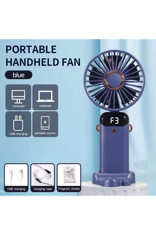 Taşınabilir Dijitalli Mini Fan Şarjlı, Sessiz ve Güçlü Serinletici Fan