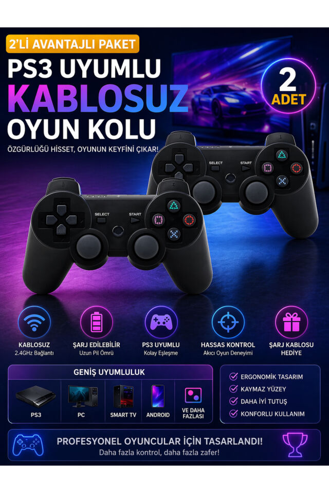 Ps3 Kablosuz Analog Oyun Kolu Dualshock Oyuncu Konsol Wireless Joystick Double Kumanda