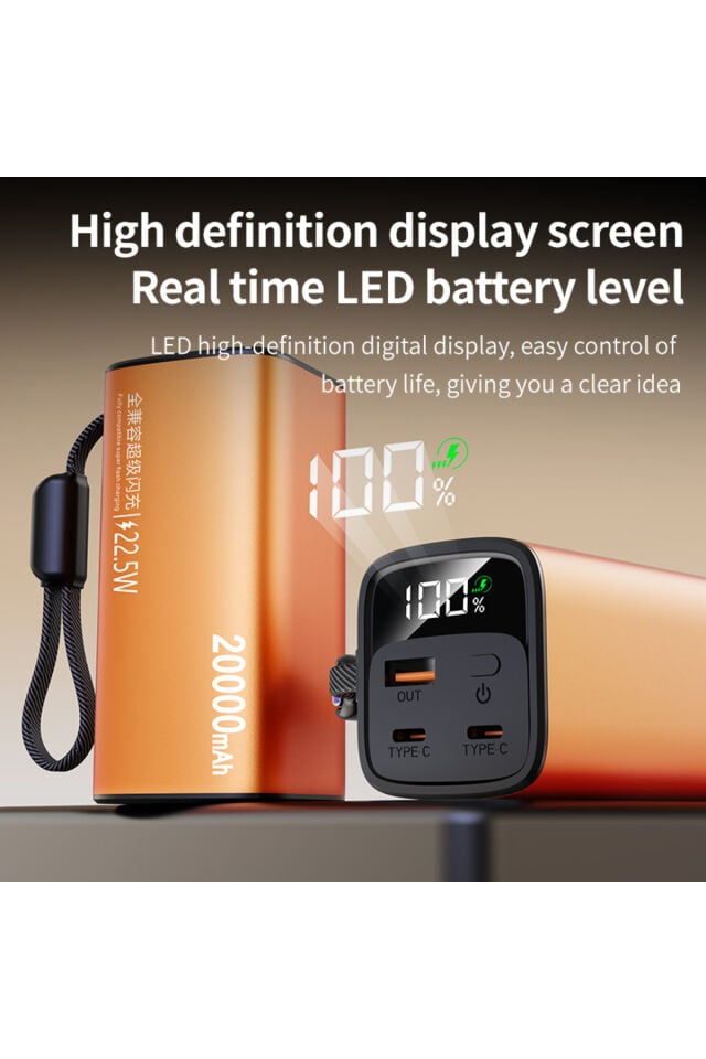 20000mAh Güç Bankası Hızlı Şarjlı Akıllı Ürünler için Taşınabilir Şarj Cihazı Powerbank