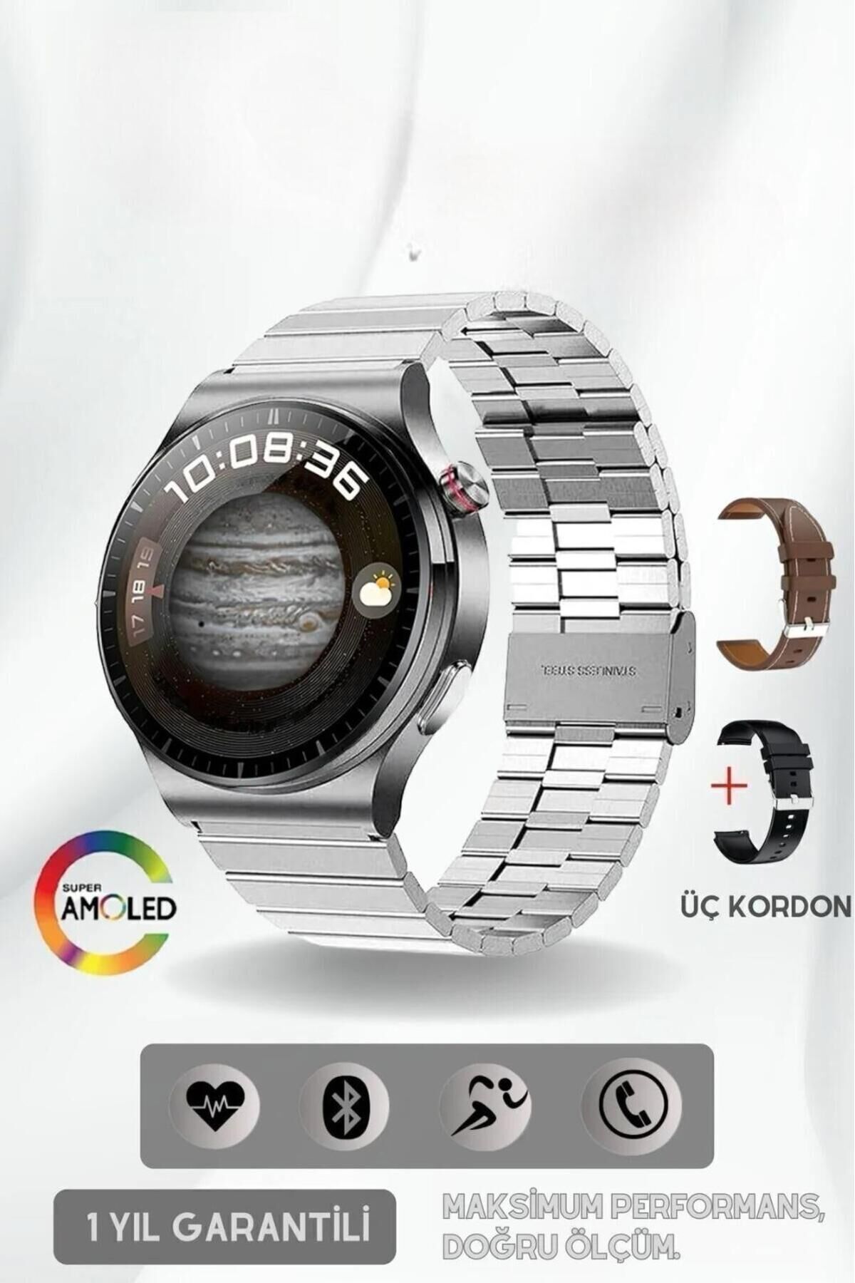 Watch Pro Gs 4 Akıllı Saat Amoled Ekran Iphone Ve Android Telefonlara Uyumlu 3 Kordonlu