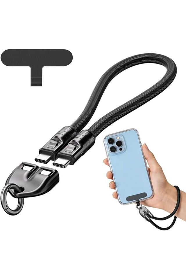 Bilekli Askılı Telefon Kablosu 30cm 5A PD240W Hızlı Şarj Veri Kablosu TYPE-C