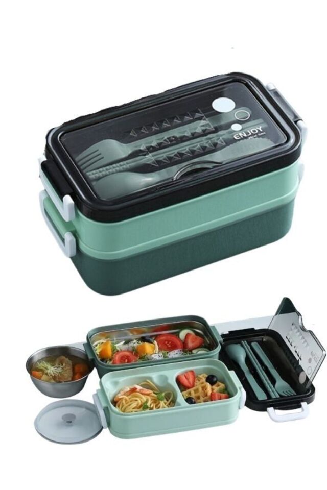 Paslanmaz Çelik Yemek Tası Isı Yalıtımlı 3 Katlı Yemek Termosu Ofis Kamp Lunchbox