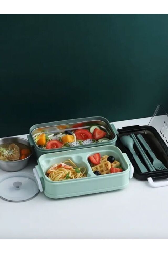 Paslanmaz Çelik Yemek Tası Isı Yalıtımlı 3 Katlı Yemek Termosu Ofis Kamp Lunchbox